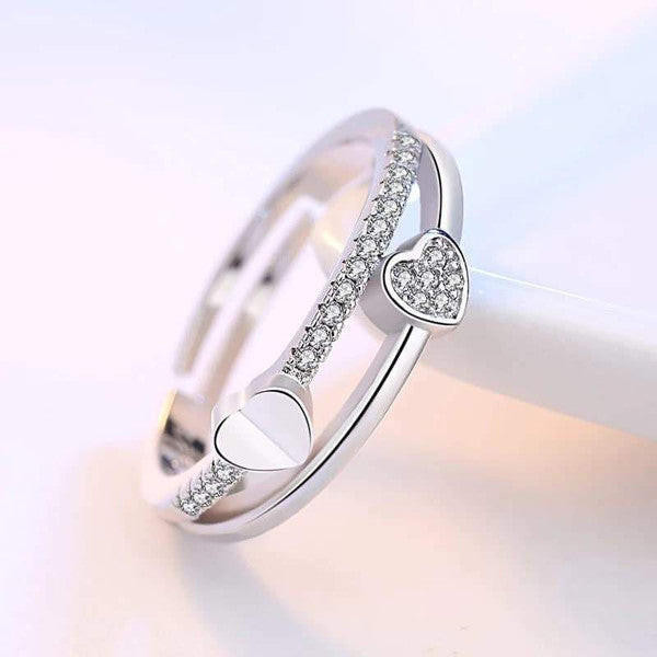 Adjustable Double Heart Ring zaxx