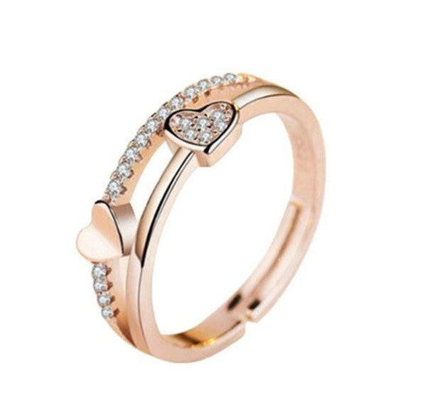 Adjustable Double Heart Ring zaxx