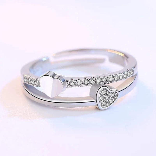 Adjustable Double Heart Ring zaxx