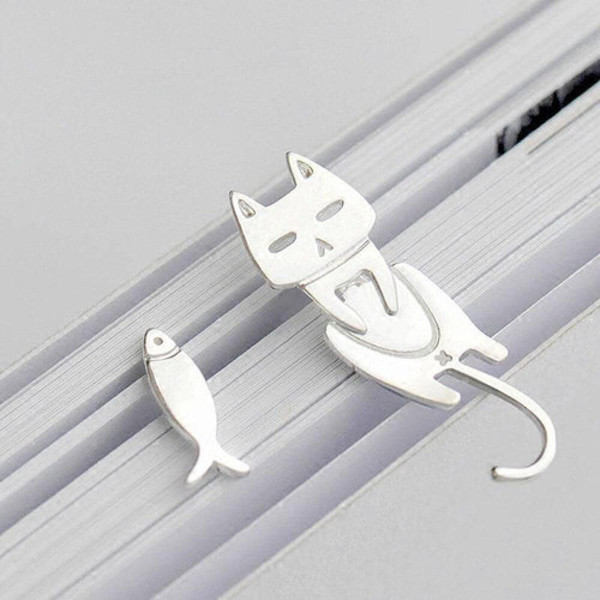 Fish and Cat Silver Earrings zaxx