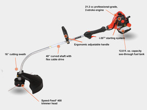 Echo 21.2 CC CURVED SHAFTED TRIMMER Model# GT-225SF