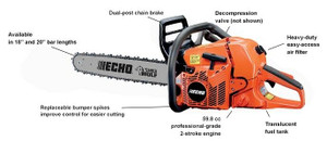 ECHO REAR HANDLE CHAIN SAW 59.8CC 24' BAR AND CHAIN PRODUCT ID CS-590-24