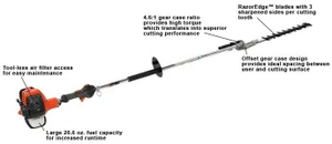 ECHO 25.4 cc ARTICULATING SHAFTED HEDGE TRIMMER PRODUCT ID HCA-2620