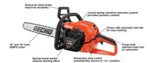 ECHO GAS CHAIN SAW REAR HANDLE 45.0 CC 18' BAR AND CHAIN CS-4510-18