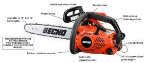 ECHO GAS CHAIN SAW TOP HANDLE 30.1CC 12' BAR  PRODUCT ID CS-303T-12