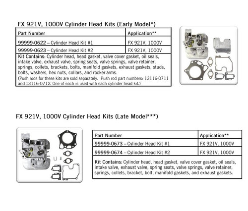 Genuine Kawasaki OEM CYLINDER HEAD #1 KIT FX921V-FX1000V Part# 99999-0673