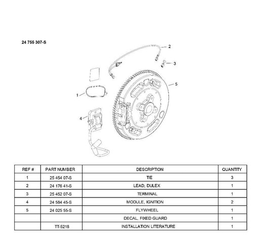 Genuine OEM Kohler KIT ASAM IGNITION CONVERSION ( part# 24 755 307-S