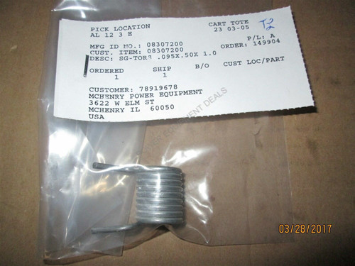 Genuine OEM Ariens Lawn Tractor Torsion Spring 1/2 Diameter. 08307200