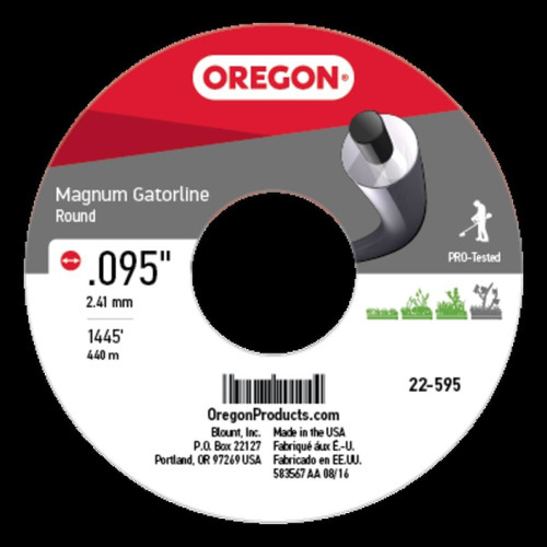 Genuine Oregon  Magnum Gatorline Round Line .095 5LB SPOOL Part# 22-595
