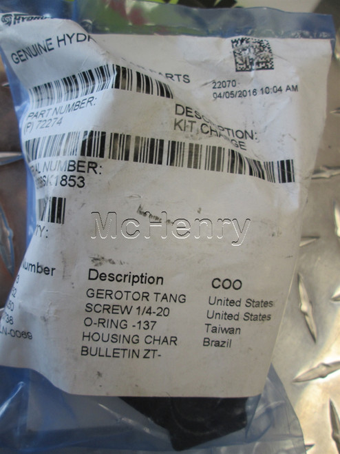 Genuine OEM Hydro-Gear KIT CHARGE  Part# 72274