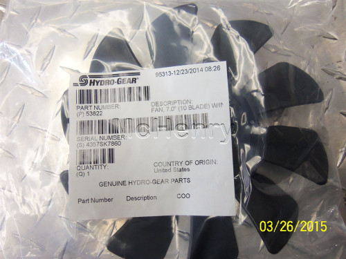 Genuine OEM Hydro-Gear FAN 7 0 (10 BLADE) W/INSERT  Part# 53822