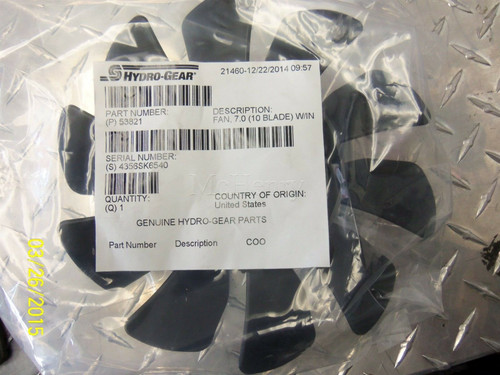 Genuine OEM Hydro-Gear FAN 7 0 (10 BLADE)  Part# 53821