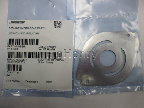 Genuine OEM Hydro-Gear VALVE PLATE  Part# 51764