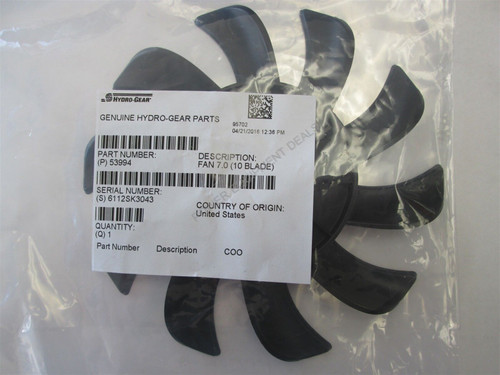 Genuine OEM Hydro-Gear FAN 7 0 (10 BLADE)  Part# 53994