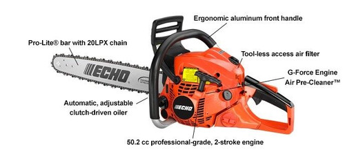 ECHO CHAIN SAW REAR HANDLE 50.2CC  20' B/C PERFORMANCE MODEL CS-501P-20