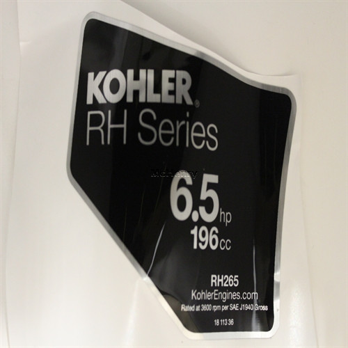 Genuine OEM Kohler HORSEPOWER LABEL Part# 18 113 36-S