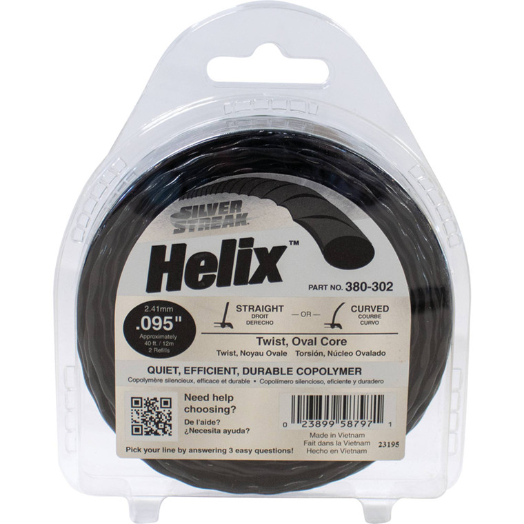 Silver Streak Helix Trimmer Line  .095 40' Clam Shell    380-302