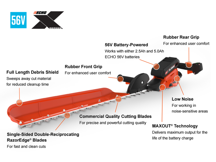 Echo eFORCE® 56V 28" SS HEDGE TRIMMER (w/ BATT & CHRGR) Model# DHCS-2800R1