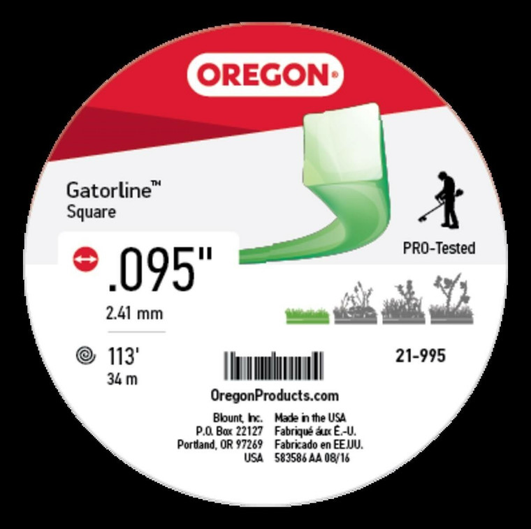 Genuine Oregon  Square Gatorline, .095in., 1/2 Lb Part# 21-995