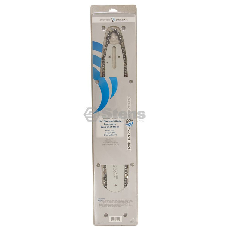 18"" Bar and Chain Combo replaces .325 pitch, .063 gauge, 74 DL Part # 076-1867