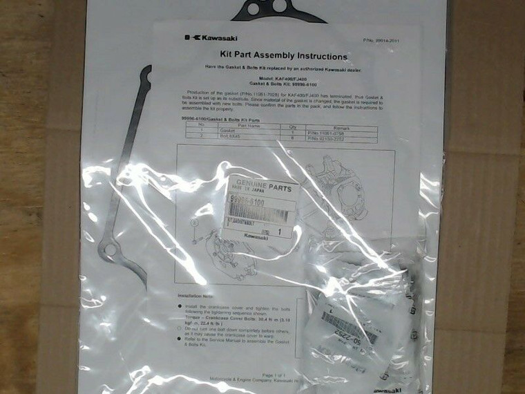 Genuine Kawasaki OEM KITGASKET&BOLTS Part# 99996-6100