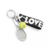 Tennis Racquet Keychain Silver/Neon Yellow View 1 Thumbnail Image
