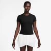Nike Court Advantage Short Sleeve Top - Women's Black View 1 Thumbnail Image