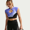 Nike Pro Sculpt Short Sleeve Bra Top (W) Light Thistle/Sapphire View 5 Thumbnail Image
