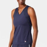 FILA Essentials Full Coverage V-Neck Tank (W) Navy View 1