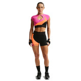 Nike Pro Sculpt Short Sleeve Bra Top - Women's Orange/Laser Fuchsia View 1