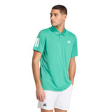 adidas Club 3 Stripes Polo - Men's Semi Court Green View 1