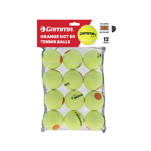 Gamma 60 Orange Dot Tennis Balls (Bag 12x) Yellow View 1