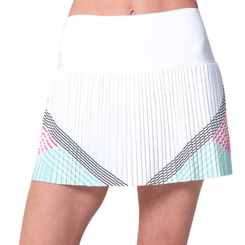 K-Swiss Pleated Skirt 14.5" - Women's White/Techno Pink View 1