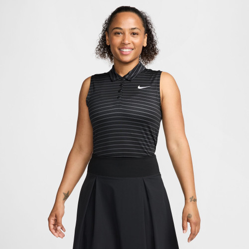 Nike Dri-FIT Victory Sleeveless Striped Polo - Women's Black/Anthracite View 1