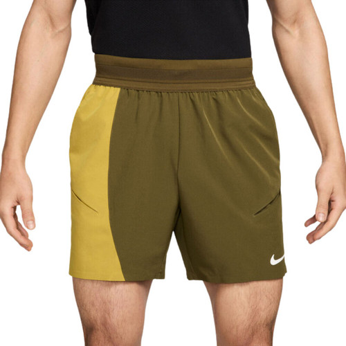 (Unpurchaseable) Nike Court Advantage Short MB - Men's Olive Flak/Saffron Quartz View 1