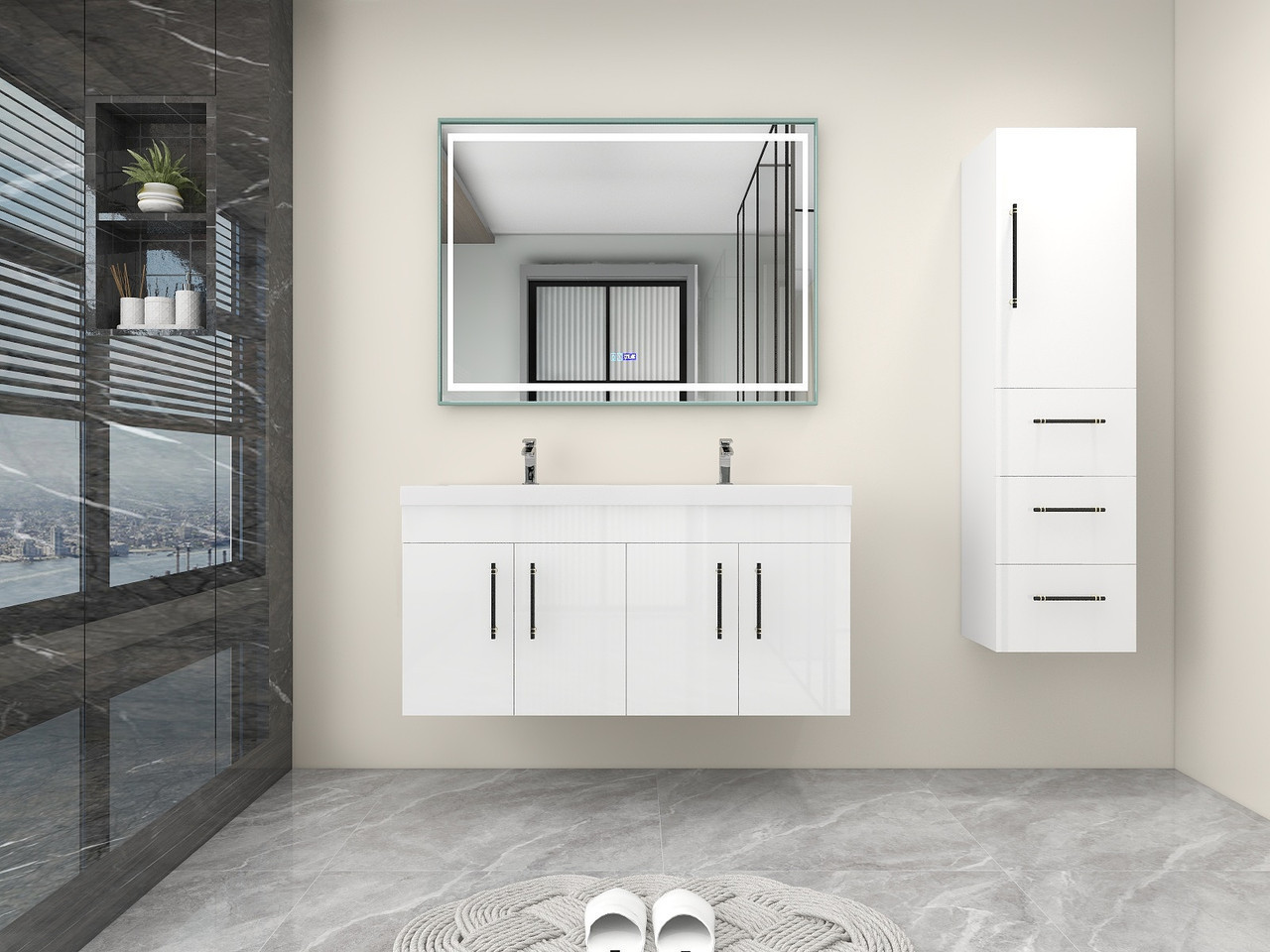 Elsa 48 inch Floating Modern Bathroom Vanity - Double Sink - LOS ...