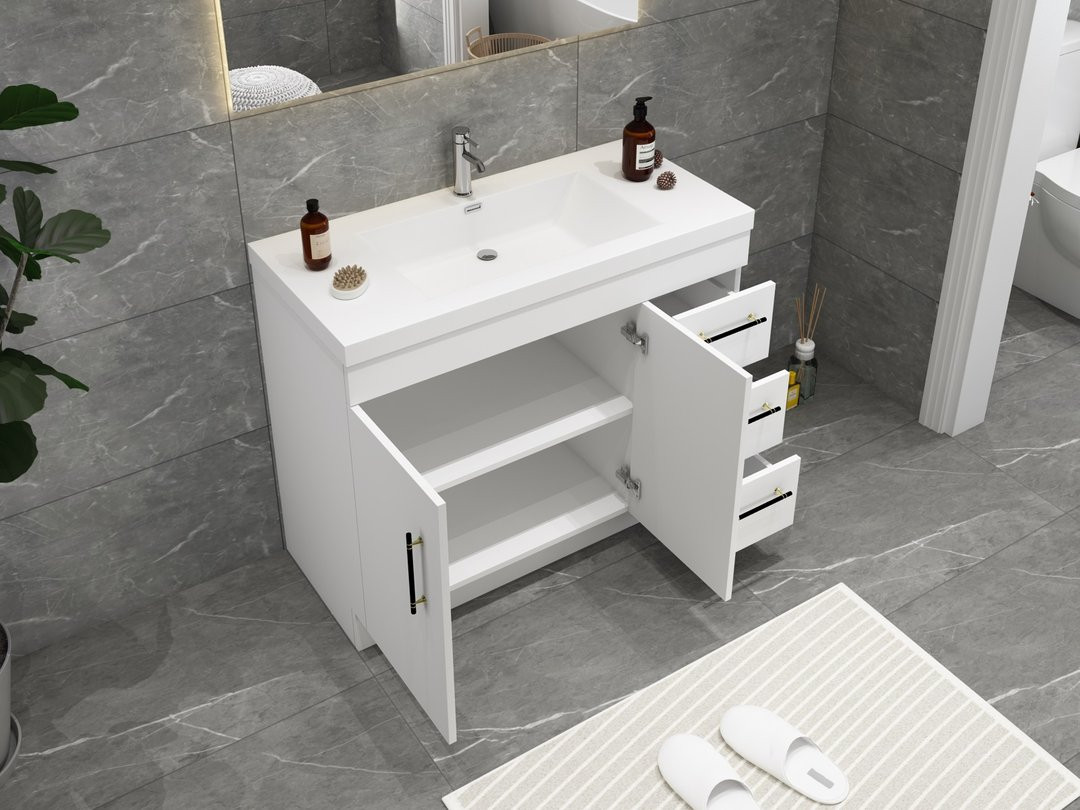 Elsa 42 inch Freestanding Modern Bathroom Vanity - Right Side Drawers ...