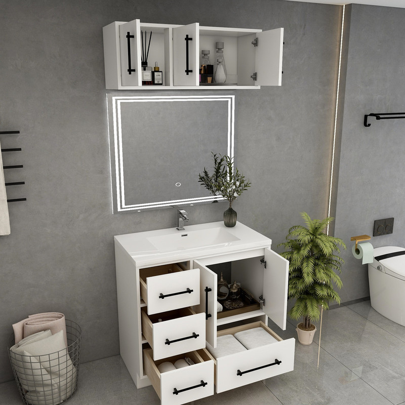Victoria 36" Solid Wood Freestanding Bathroom Vanity - Left Side Drawers - LOS ANGELES VANITIES