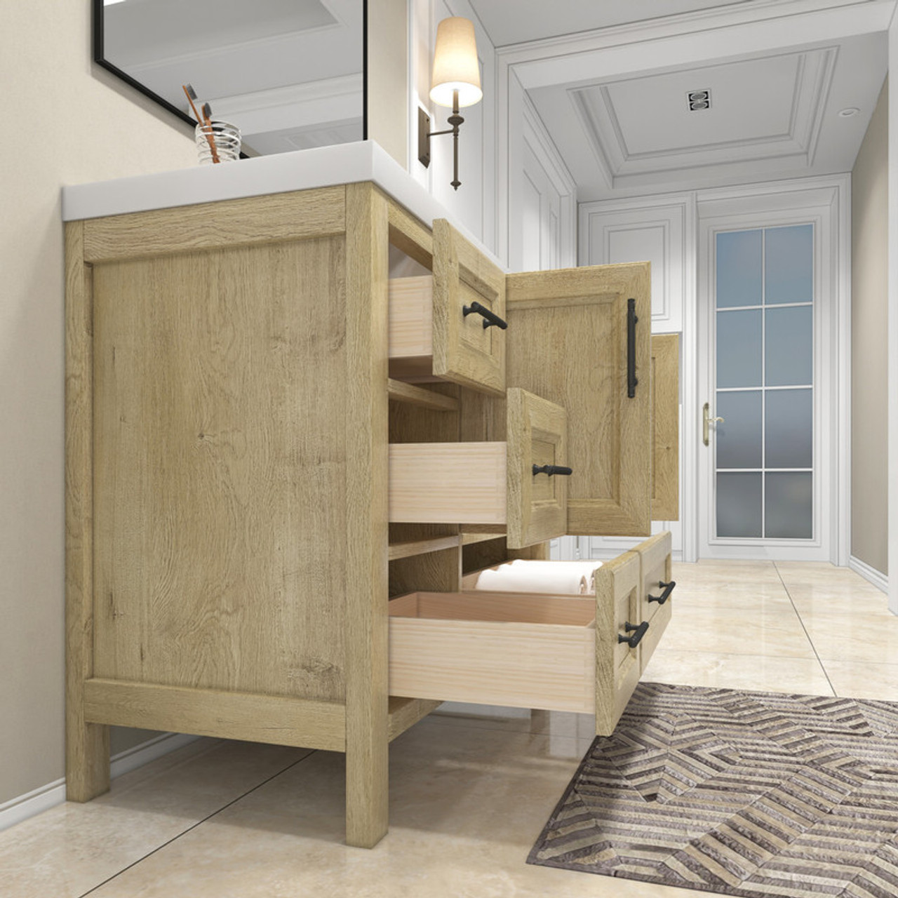 VIV 42" Solid Wood Freestanding Bathroom Vanity (Left Side Drawers