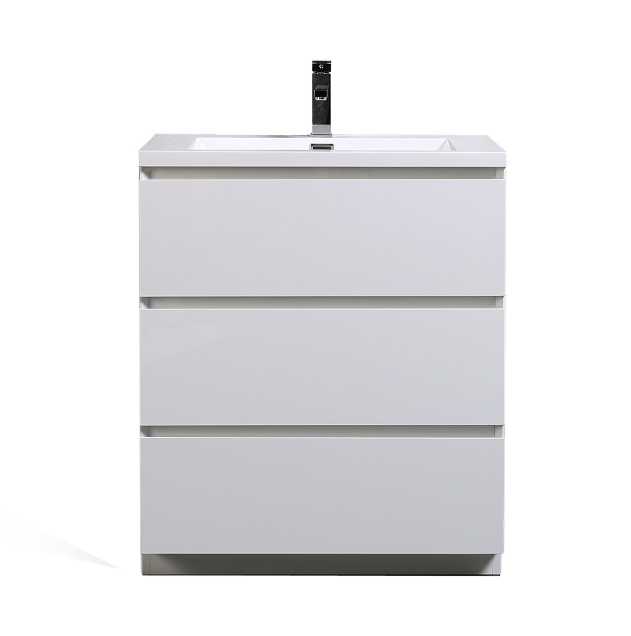 Moa 30 Gloss White Modern Bathroom Vanity W 3 Drawers And Acrylic Sink Los Angeles Vanity