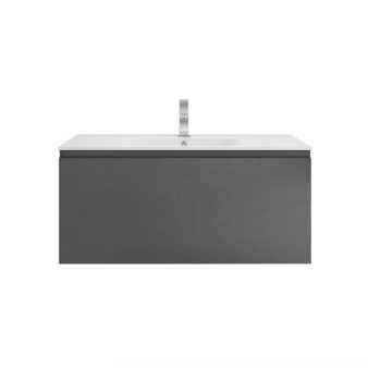 AIPO 48 Inch Wall Mounted Vanity with PVC Sink Dark Grey Oak