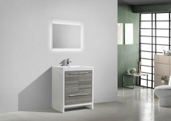 DOLCE 30″ ASH GRAY MODERN BATHROOM VANITY WITH WHITE ACRYLIC COUNTER-TOP
