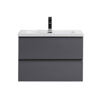 MORENO MOF 30" HIGH GLOSS GREY WALL MOUNTED MODERN BATHROOM VANITY WITH REEINFORCED ACRYLIC SINK