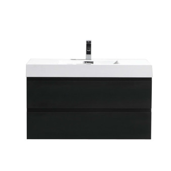 MORENO MOF 40" BLACK WALL MOUNTED MODERN BATHROOM VANITY WITH REEINFORCED ACRYLIC SINK