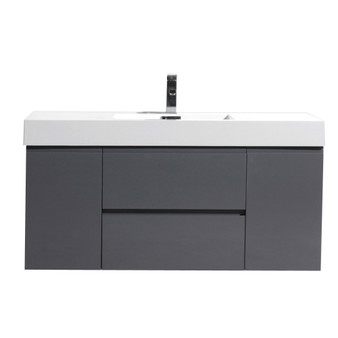 MORENO MOF 48" HIGH GLOSS GREY WALL MOUNTED MODERN BATHROOM VANITY WITH REEINFORCED ACRYLIC SINK