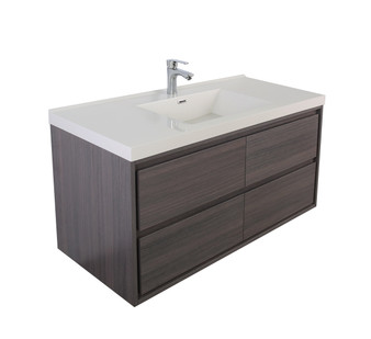 Murray 48" Grey Oak Wall Mounted Modern Vanity - Single Sink