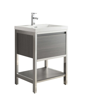 LAKE 24" FREESTANDING MODERN VANITY WITH CHROME STAINLESS STEEL FRAME