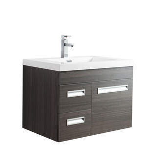 Alma 30 Wall Mounted Modern Bathroom Vanity with Drawers on Left Side - Gray Oak