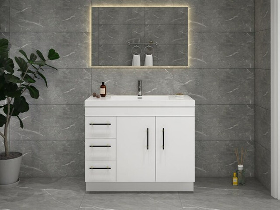 Elsa 42 inch Freestanding Modern Bathroom Vanity - Left Side Drawers