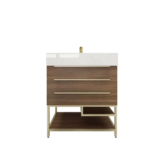  BT001 30’’Rosewood Freestanding Vanity with Reinforced Acrylic Sink